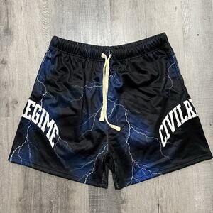 Civil Regime Mesh Basketball Shorts Mens Large Black Lightning Bolt Street Wear